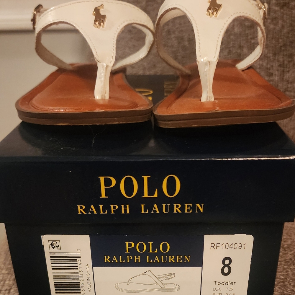 Polo Ralph Lauren Girls White and Gold Sandals Size 8